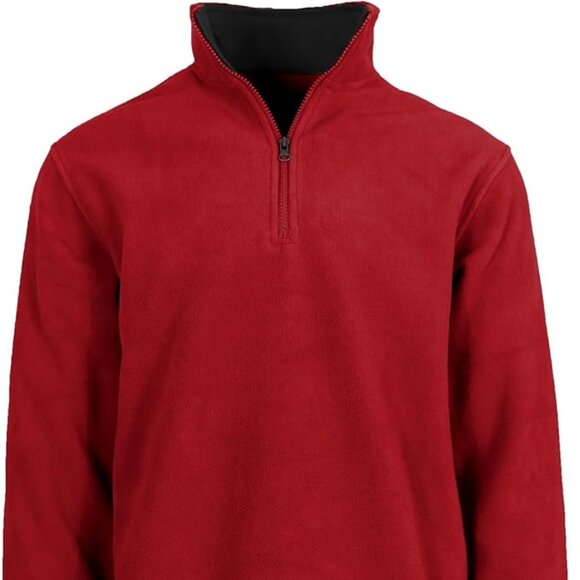 Men’s Quarter Zip Thermal Fleece Pullover Long Sleeve Sweatshirt Mid Weight Swea - Picture 3 of 3